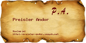 Preisler Andor névjegykártya